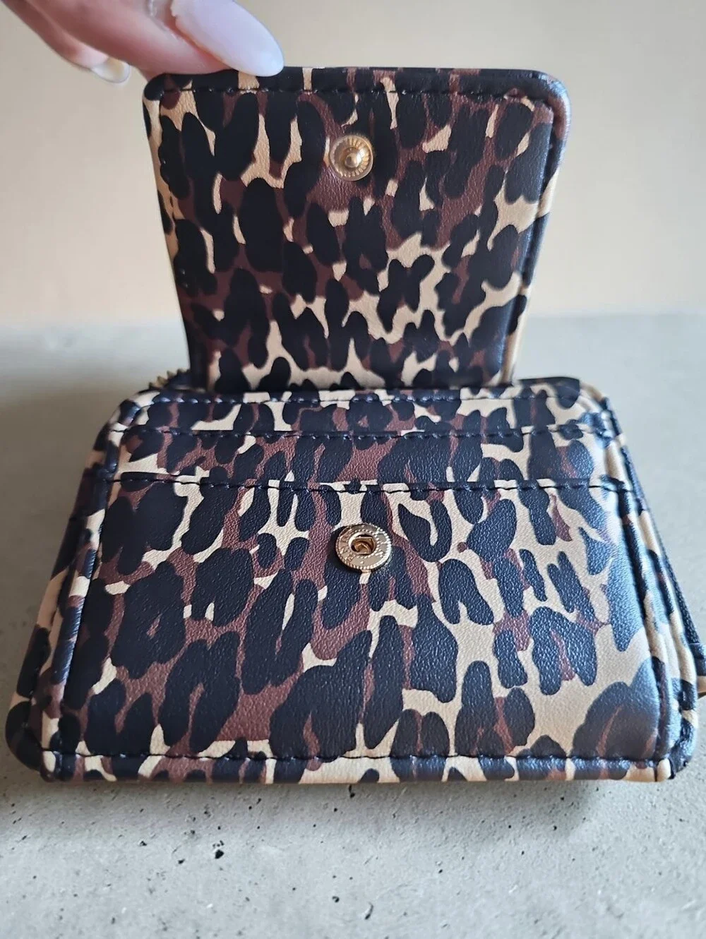 Betsey Johnson Leopard-Print Zip Card Wallet with Gold Heart